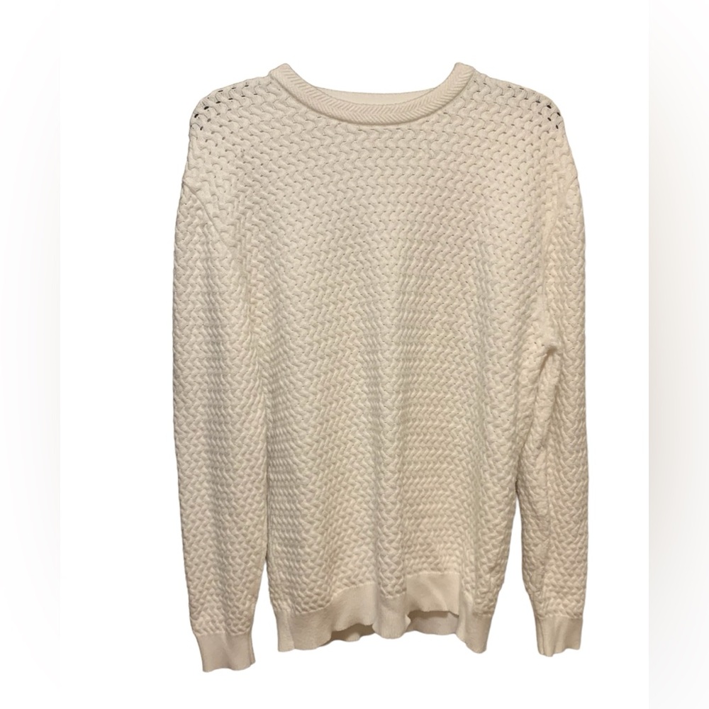 COOFANDY size XL Men’s pullover knitted crew‎ neck sweater. Bright white